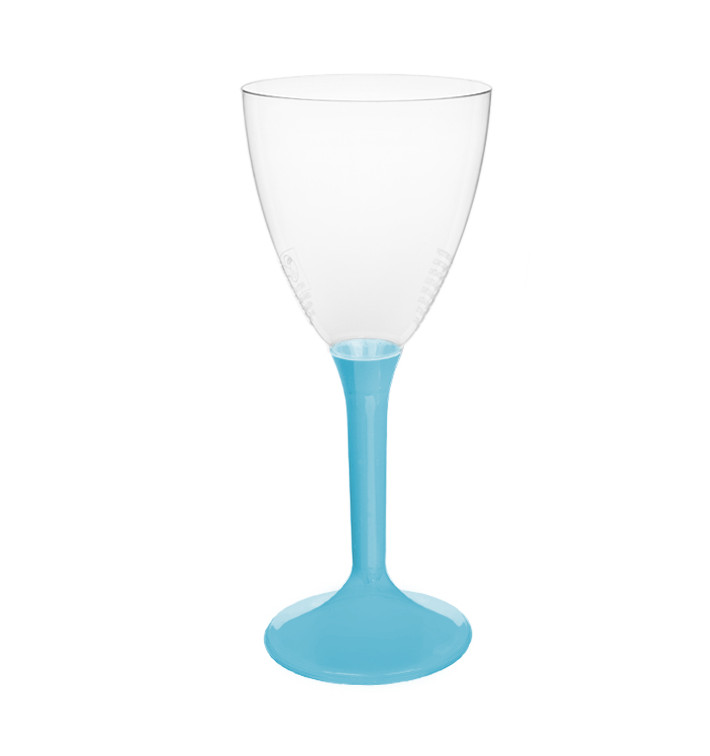 Plastic Stemmed Glass Wine Turquoise Removable Stem 180ml (40 Units)