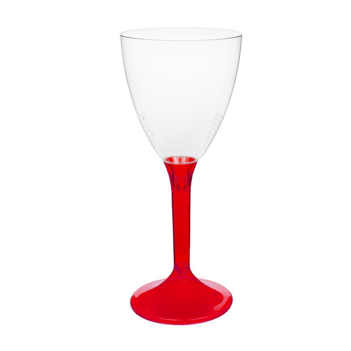 Plastic Stemmed Glass Wine Red Clear Removable Stem 180ml (200 Units)