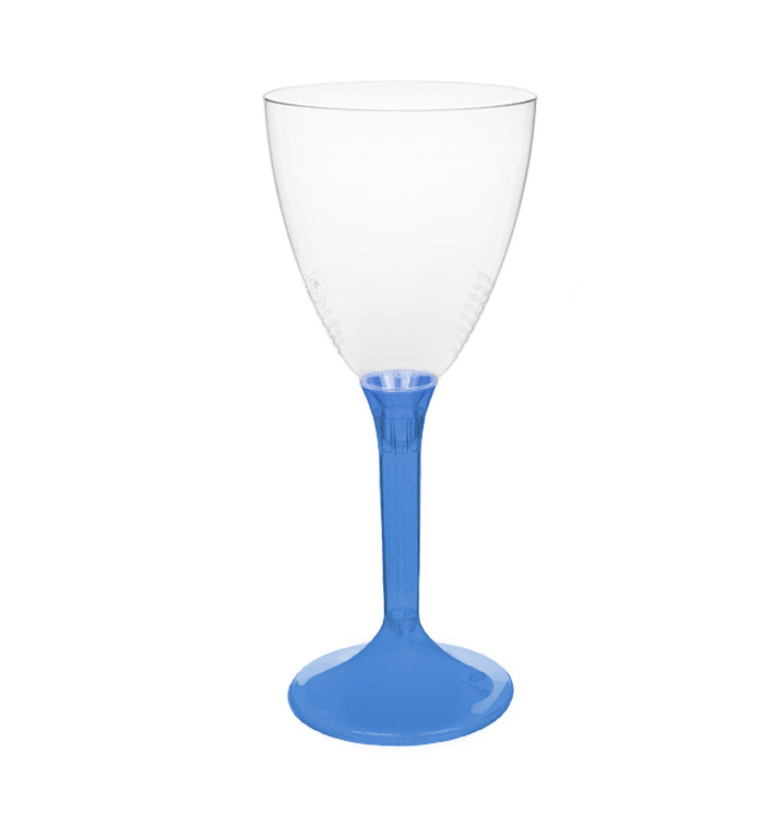 Plastic Stemmed Glass Wine Blue Clear Removable Stem 180ml (200 Units)