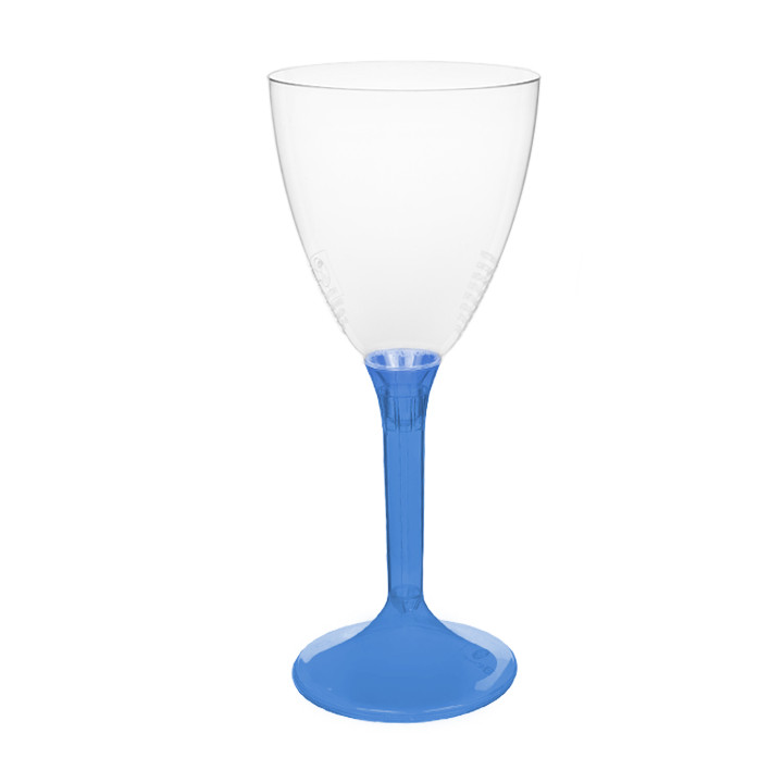 Plastic Stemmed Glass Wine Blue Clear Removable Stem 180ml (200 Units)
