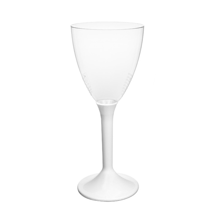 Plastic Stemmed Glass Wine White Removable Stem 180ml (40 Units)