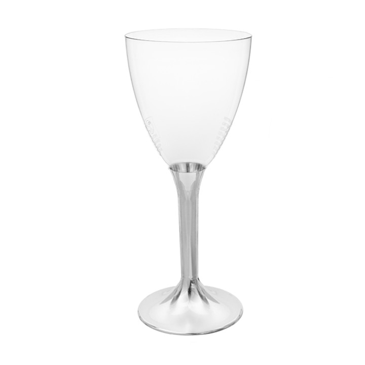 Plastic Stemmed Glass Wine Niquel Chrome Removable Stem 180ml (200 Units)