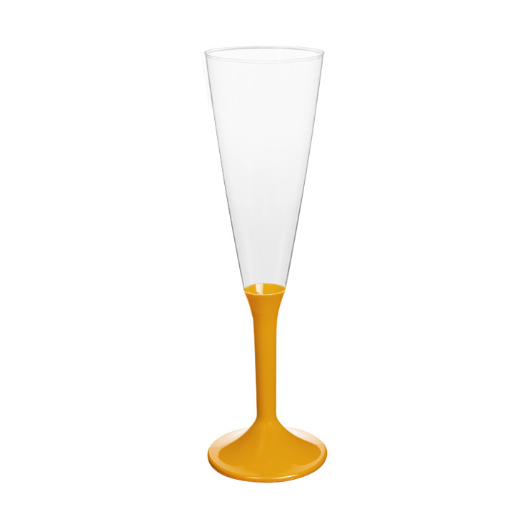 Plastic Stemmed Flute Sparkling Wine Mango 160ml 2P (200 Units)