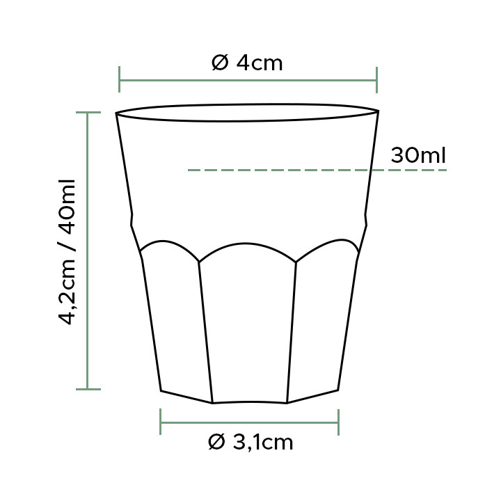 Plastic Shot PS Clear Ø40mm 30ml (50 Units) 