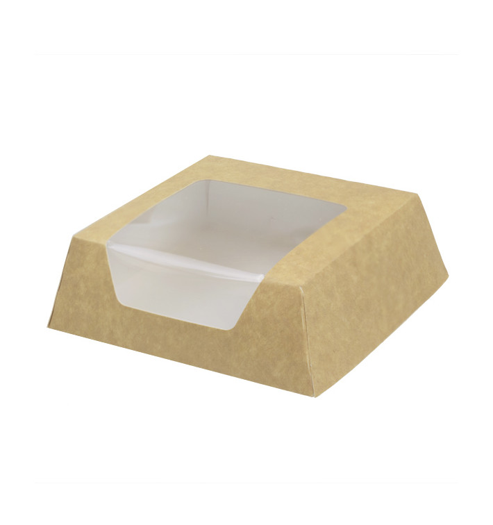 Paper Cake Box with Window Kraft 12x12x4cm (25 Units) 