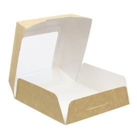 Paper Cake Box with Window Kraft 12x12x4cm (25 Units) 