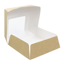 Paper Cake Box with Window Kraft 14x14x5cm (25 Units)