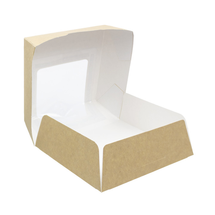 Paper Cake Box with Window Kraft 14x14x5cm (250 Units)