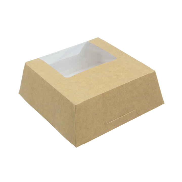 Paper Cake Box with Window Kraft 14x14x5cm (250 Units)