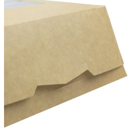Paper Cake Box with Window Kraft 14x14x5cm (25 Units)