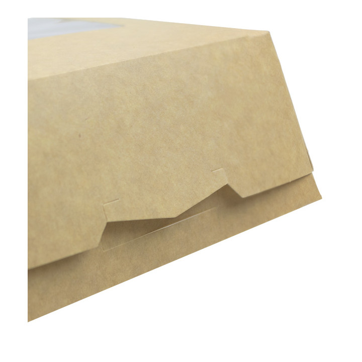 Paper Cake Box with Window Kraft 14x14x5cm (25 Units)