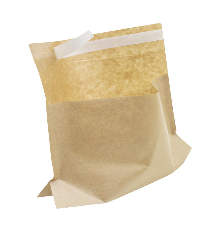 Paper Food Bag Autoseal Kraft 21x17cm (100 Units)