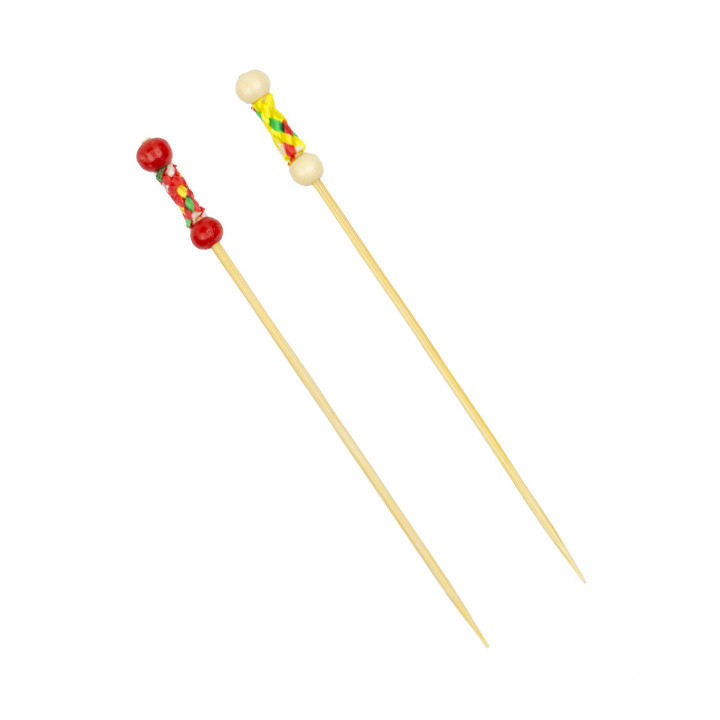 Bamboo Food Pick Yellow Design 12cm (1.200 Units)