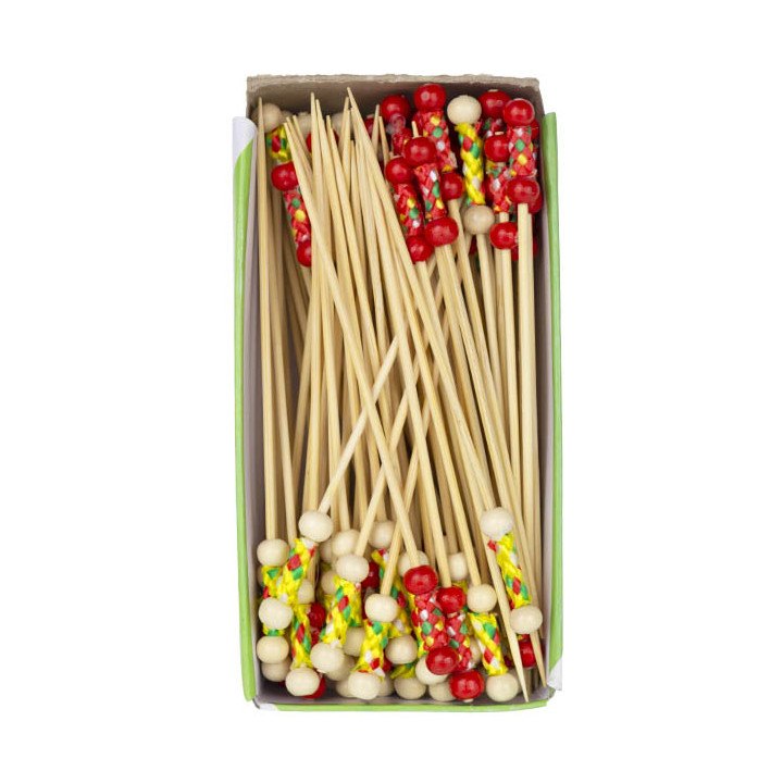 Bamboo Food Pick Yellow Design 12cm (1.200 Units)
