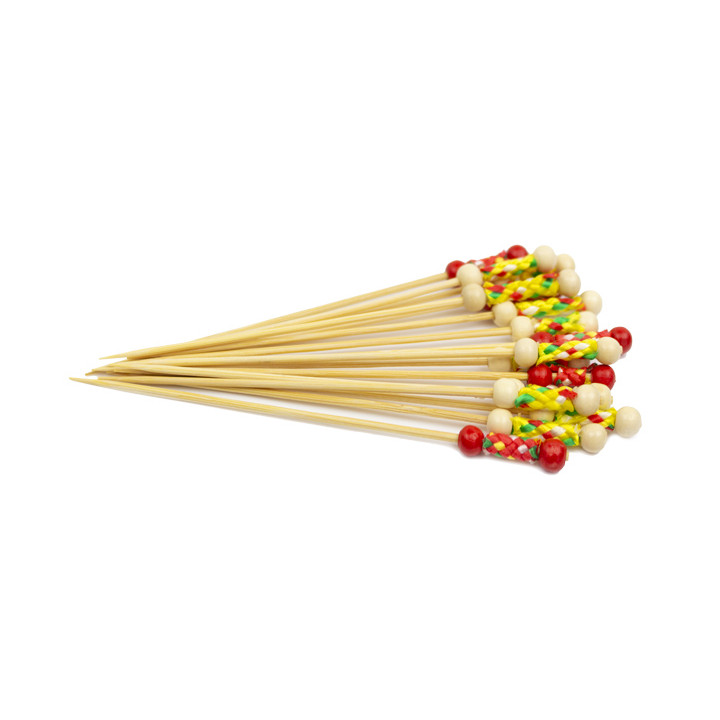 Bamboo Food Pick Yellow Design 12cm (1.200 Units)