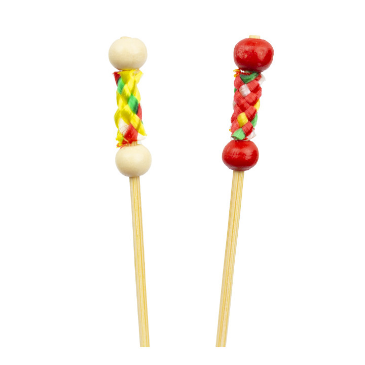 Bamboo Food Pick Yellow Design 12cm (1.200 Units)
