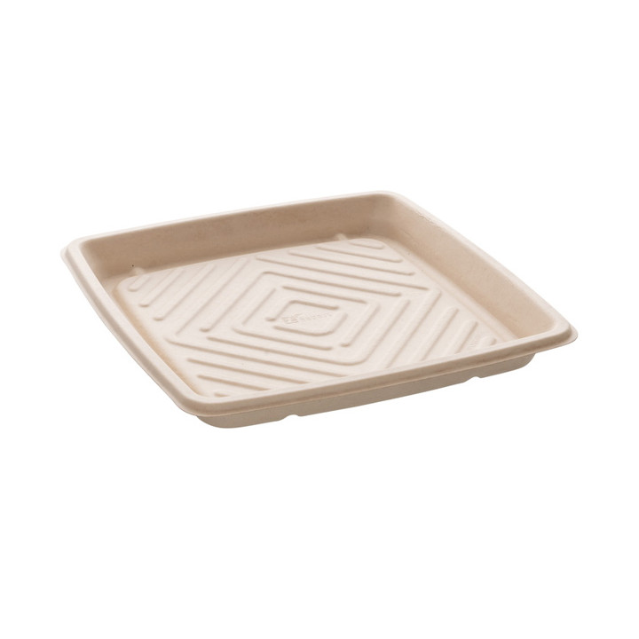 Sugarcane Tray Square Shape Natural 27x27cm (25 Units)