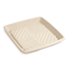 Sugarcane Tray Square Shape Natural 27x27cm (5 Units) 