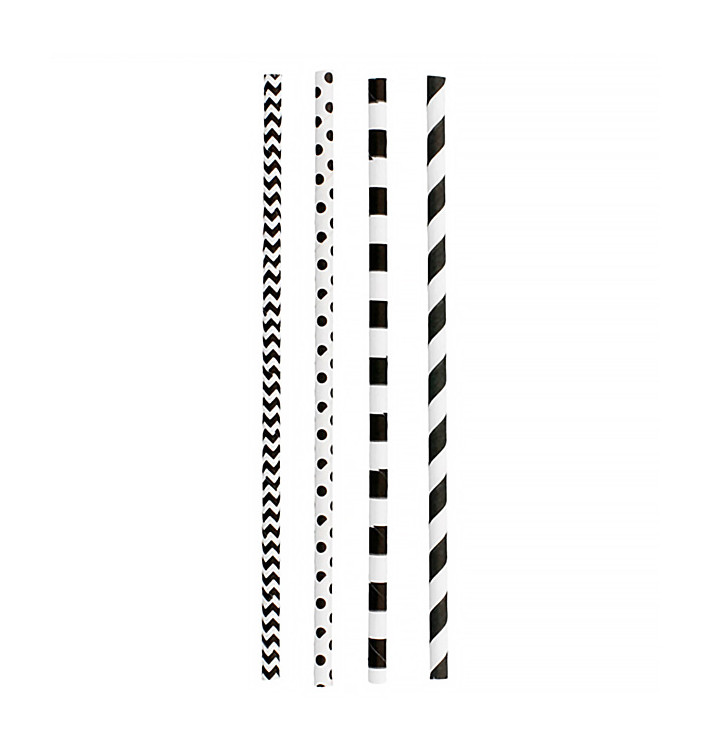 Paper Straw Straight Black Pack Ø0,6cm 20cm (200 Units)