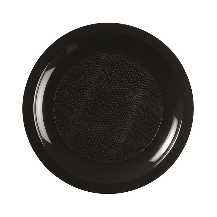 Plastic Plate Flat Black "Round" PP Ø18,5cm (600 Units)