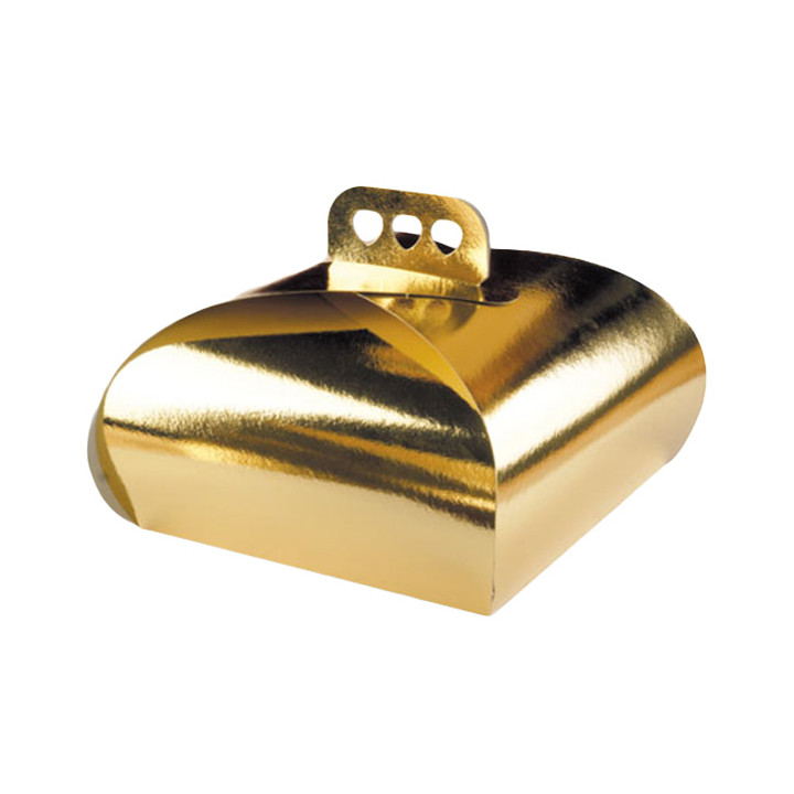 Paper Cake Box with Handle Cake Shape Gold 30,5x30,5x14cm (100 Units)