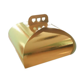 Paper Cake Box with Handle Cake Shape Gold 30,5x30,5x14cm (50 Units) 