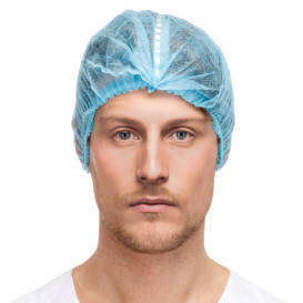Disposable Bouffant Cap Accordion PP "Detectable" Blue Ø53cm (1000 Units)