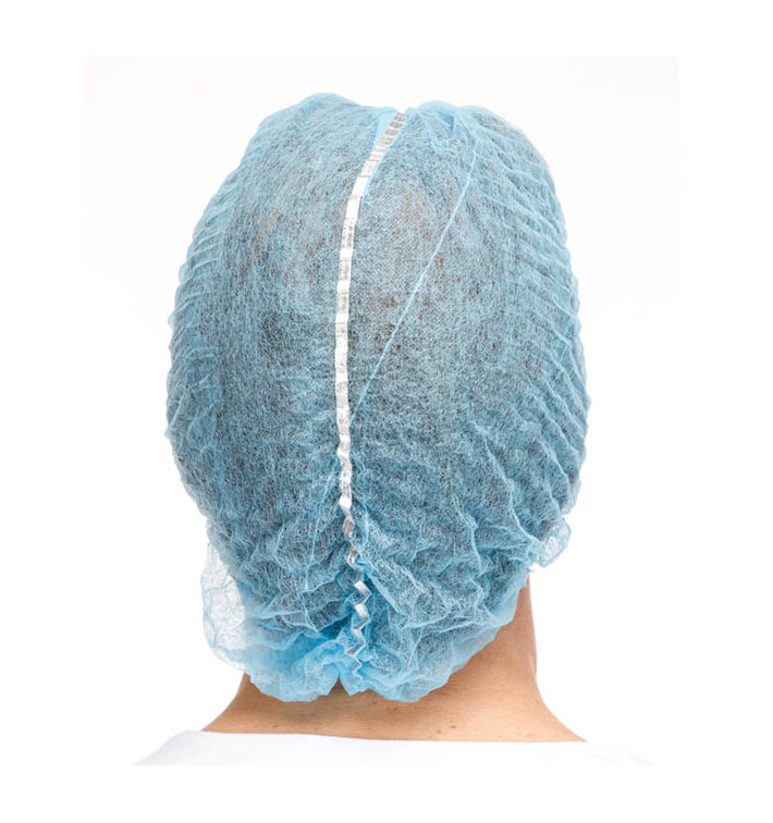 Disposable Bouffant Cap Accordion PP "Detectable" Blue Ø53cm (100 Units)