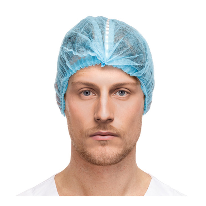 Disposable Bouffant Cap Accordion PP "Detectable" Blue Ø53cm (100 Units)