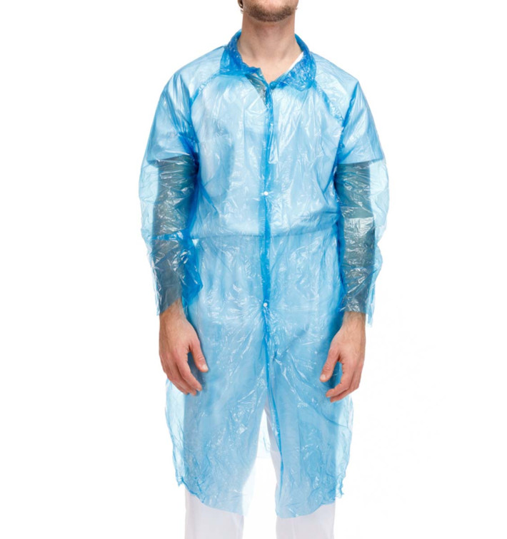 Disposable Lab Coat PE ClosureButton Blue (200 Units)