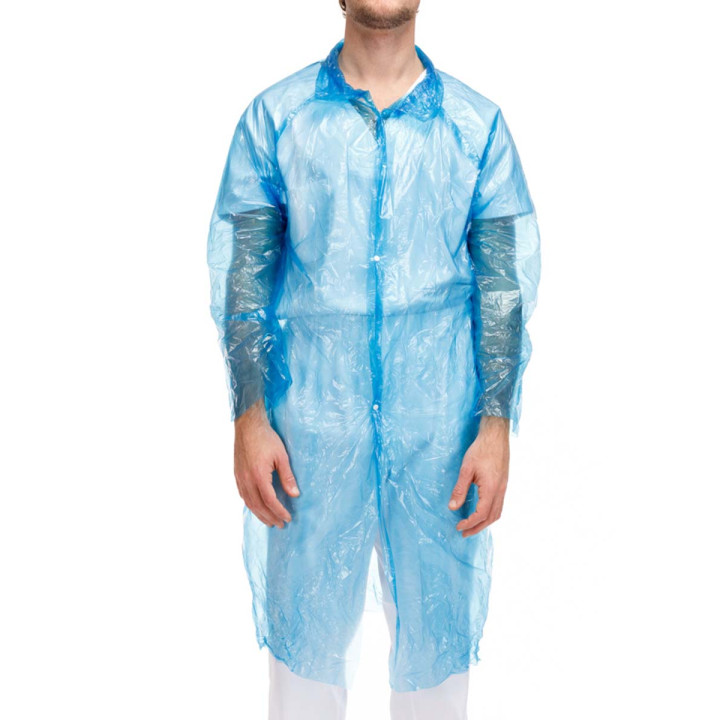 Disposable Lab Coat PE ClosureButton Blue (200 Units)