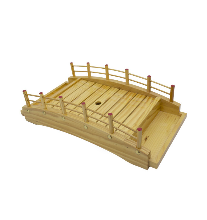 Wooden Sushi Bridge Serving Tray 43x21,5x12,5cm (1 Unit) 