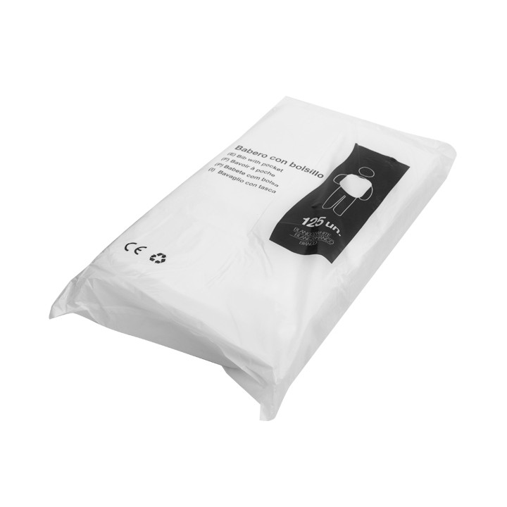 Disposable Adult Bib with Pocket White 36x65cm (500 Units)