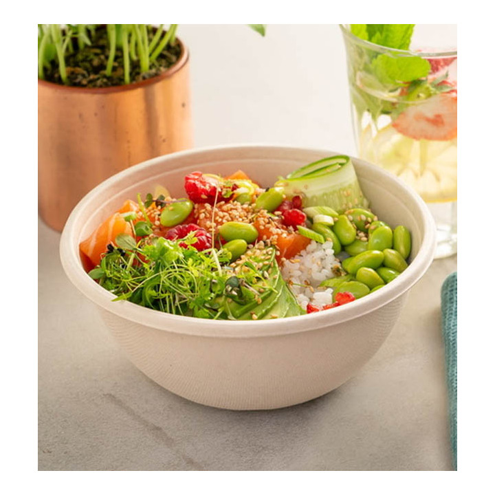 Sugarcane Bowl "Buddha" 500ml Ø14x7cm (75 Units)  