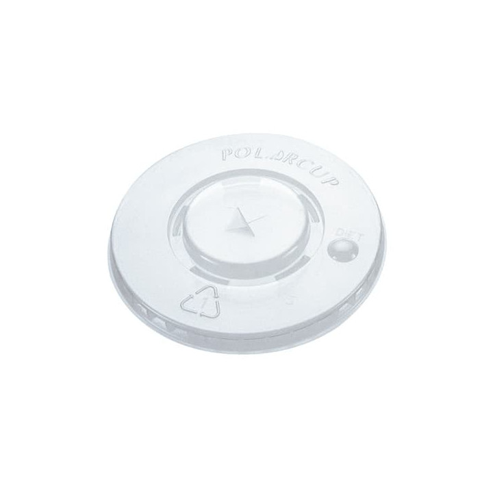 Plastic Lid with Straw Slot PET Crystal Flat Ø8,1cm (100 Units)  