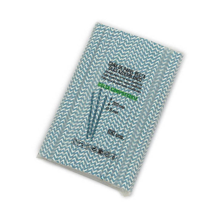 Paper Straw Straight Blue and White Ø0,6cm 20cm (6000 Units)
