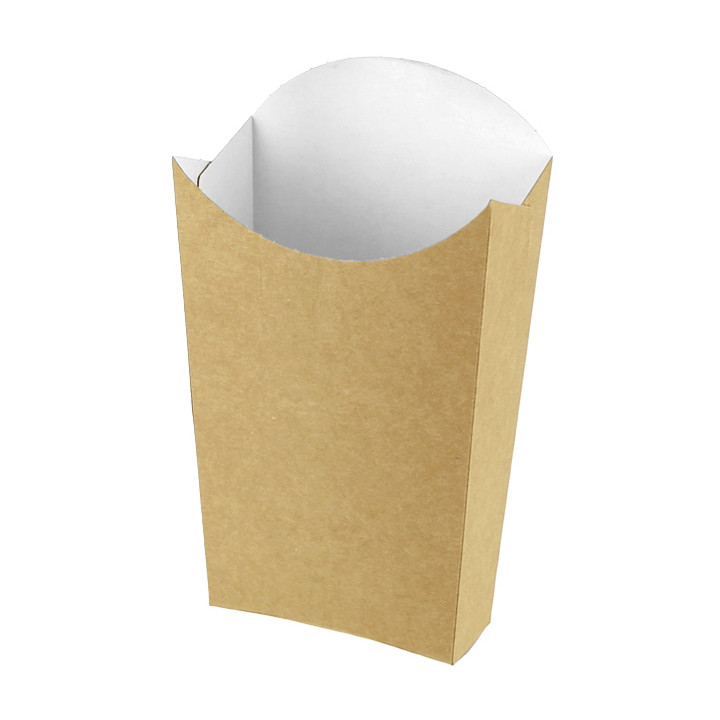 Paper French Fries Scoop Container Kraft Large size 8,2x3,3x14,9cm (25 Units) 