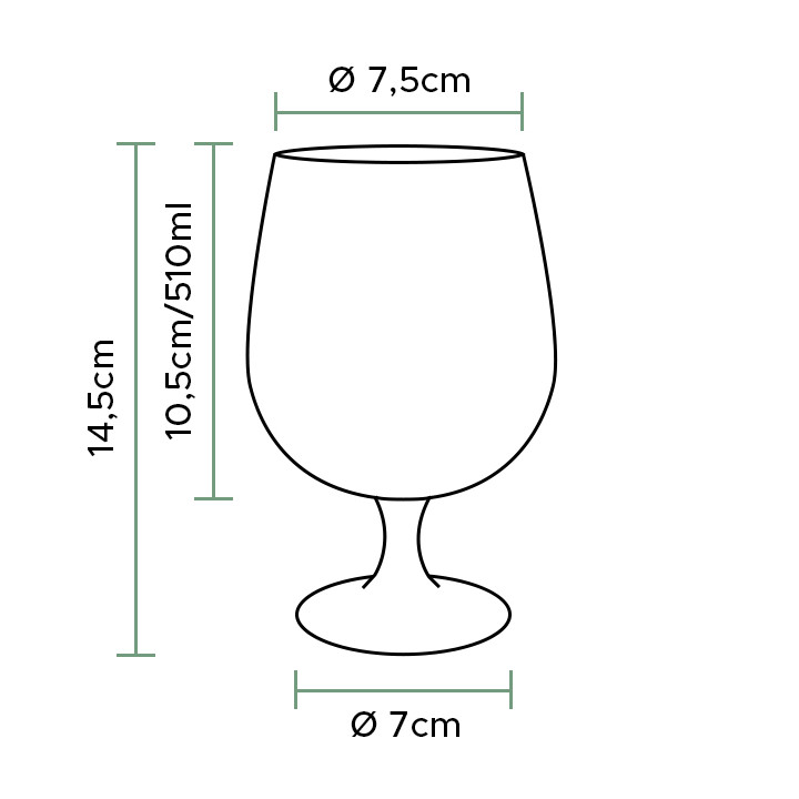 Plastic Stemmed Beer Glass TRITAN Reusable Ø75mm 510ml (1 Unit) 