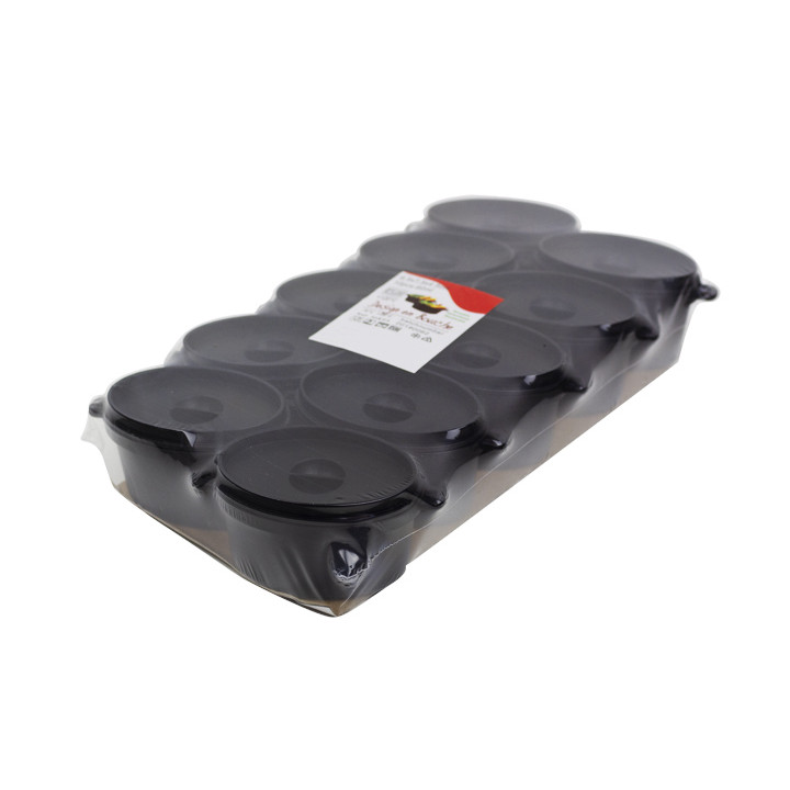 Serving Pot with Lid PP Black 7,5x6,5cm 60ml (10 Units)