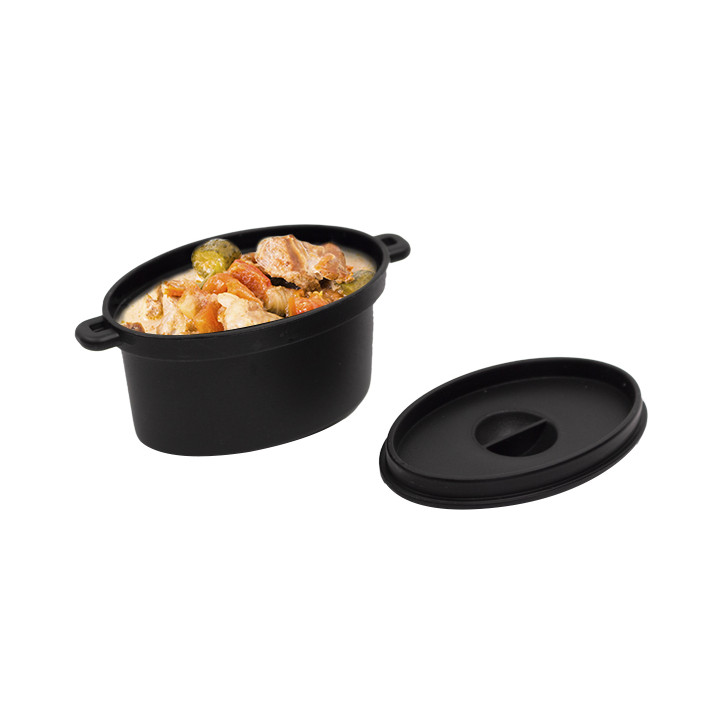 Serving Pot with Lid PP Black 7,5x6,5cm 60ml (10 Units)