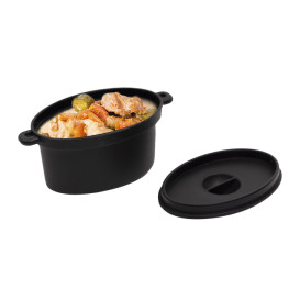 Serving Pot with Lid PP Black 7,5x6,5cm 60ml (200 Units)