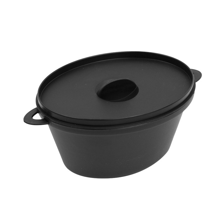 Serving Pot with Lid PP Black 15,6x10,1cm (144 Units)