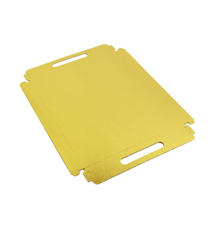 Paper Tray with Handles Rectangular shape Gold 22x28cm (100 Units) 