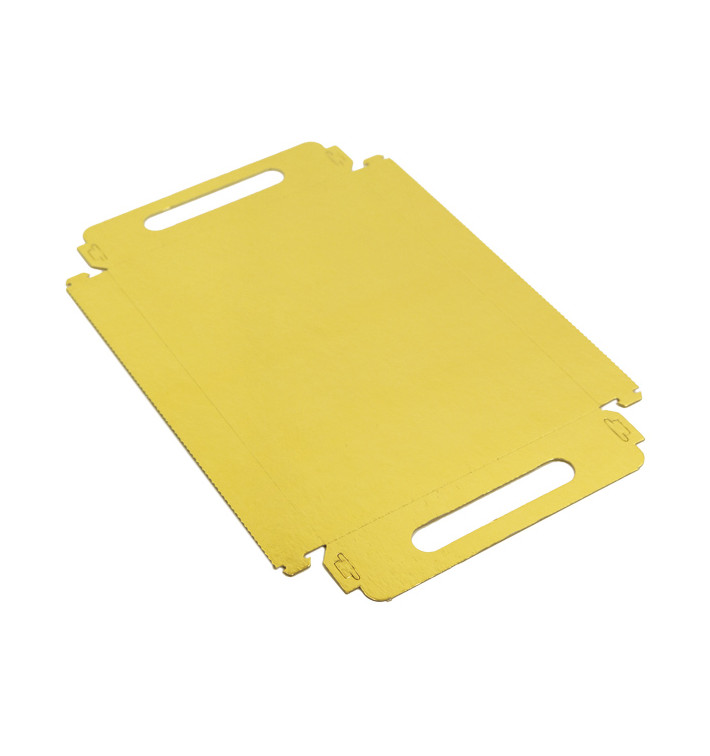 Paper Tray with Handles Rectangular shape Gold 16x23cm (100 Units) 