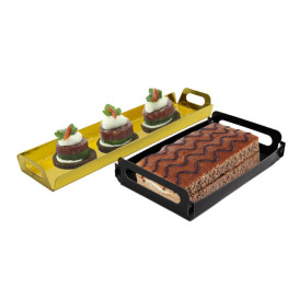 Paper Tray with Handles Rectangular shape Black 30x12 cm (600 Units)