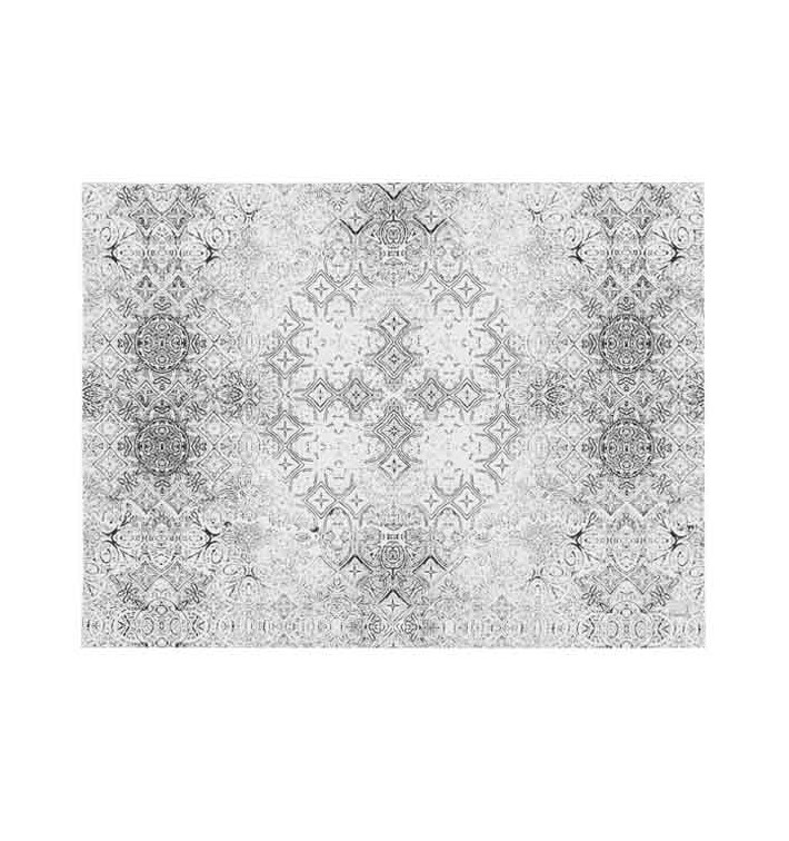 Pre-Cut Paper Tablecloth 1x1m "Mosaic" Black 40g/m² (400 Units)