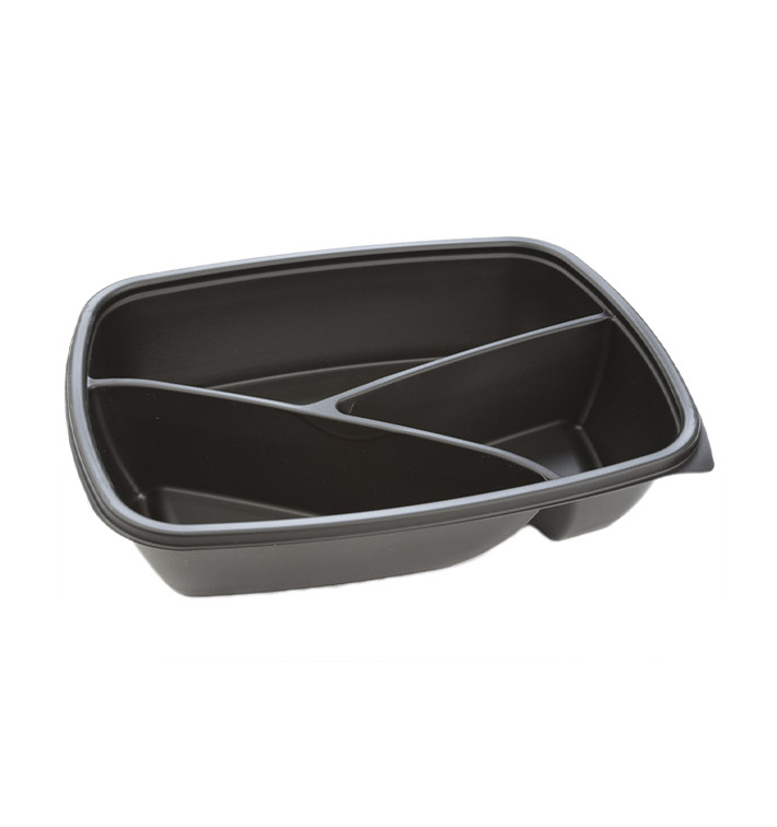 Plastic Deli Container PP 3C Black 900ml 23x17x5cm (300 Units)