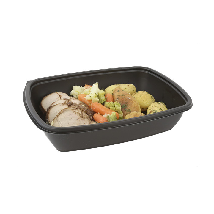 Plastic Deli Container PP Black 900ml 23x16,5cm (300 Units)