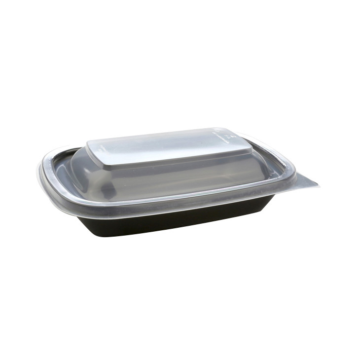 Plastic Lid for Deli Container PP Rectangular shape Black 20x13cm (50 Units)