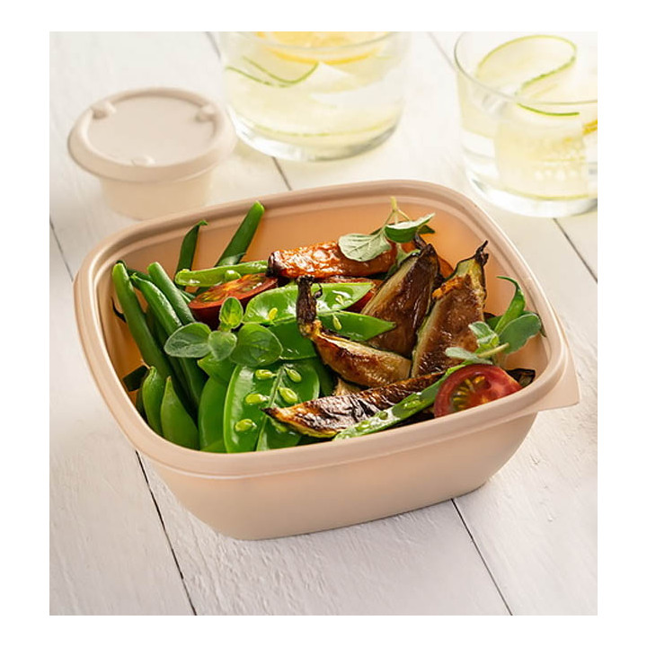 Plastic Deli Container PP Cream 750ml 16,5x16,5x6cm (50 Units) 